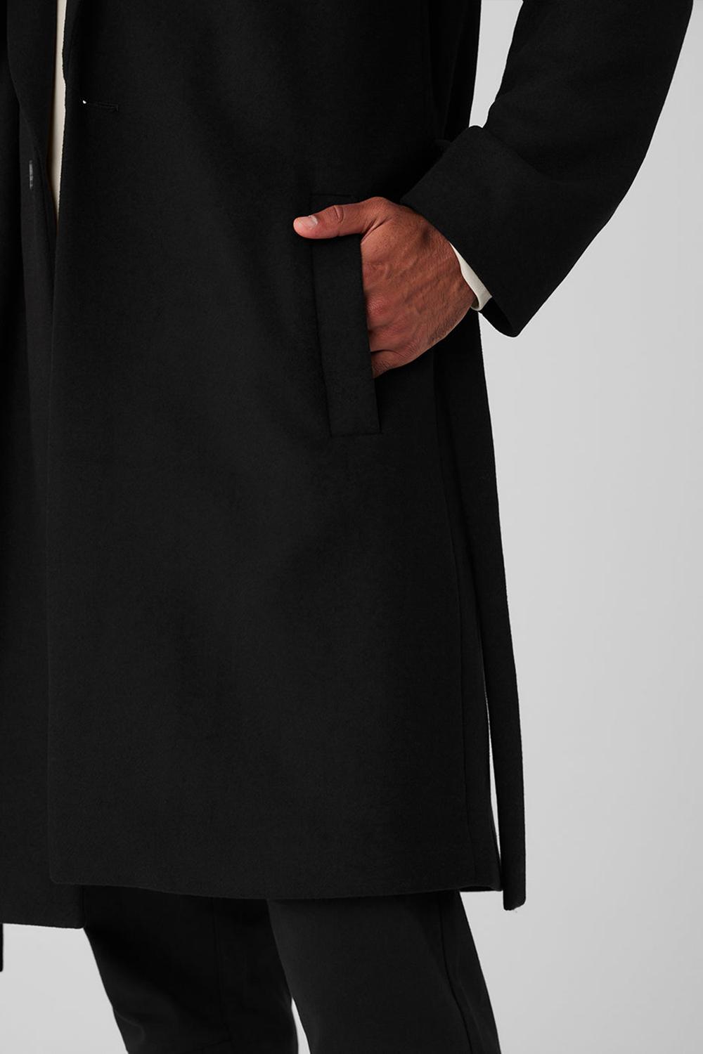 Black Men Alo Yoga Wool Gameday Overcoat | Australia  72196-UJAW