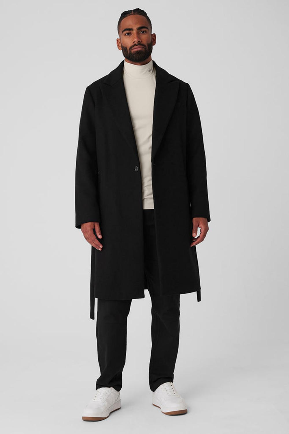 Black Men Alo Yoga Wool Gameday Overcoat | Australia  72196-UJAW