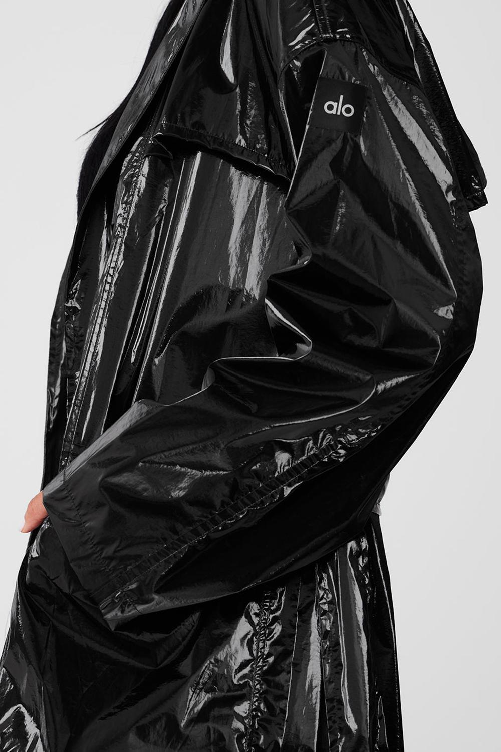 Black Metallic Women Alo Yoga Metallic Break Line Trench Coat | Australia  70584-YMNP