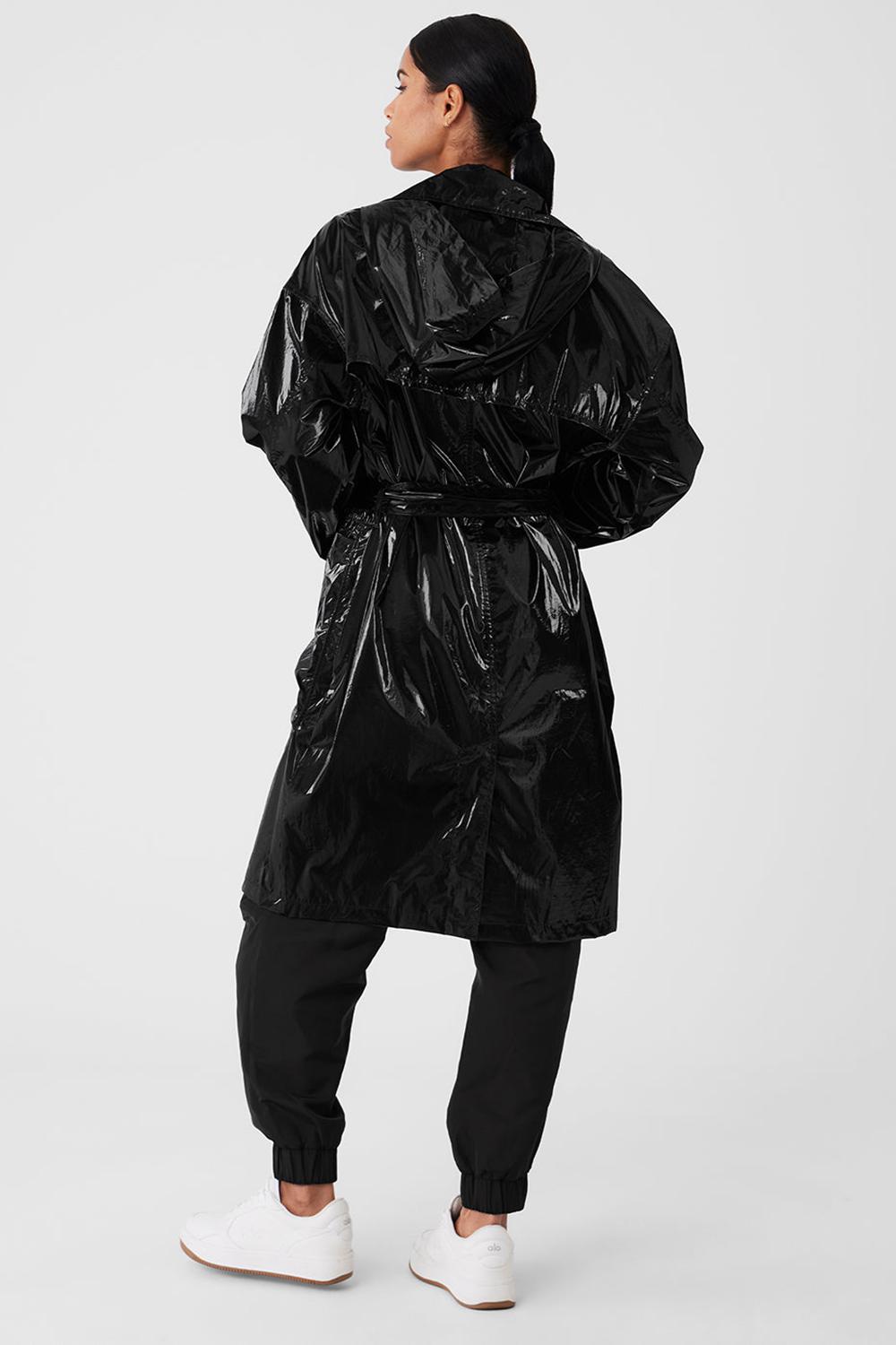 Black Metallic Women Alo Yoga Metallic Break Line Trench Coat | Australia  70584-YMNP