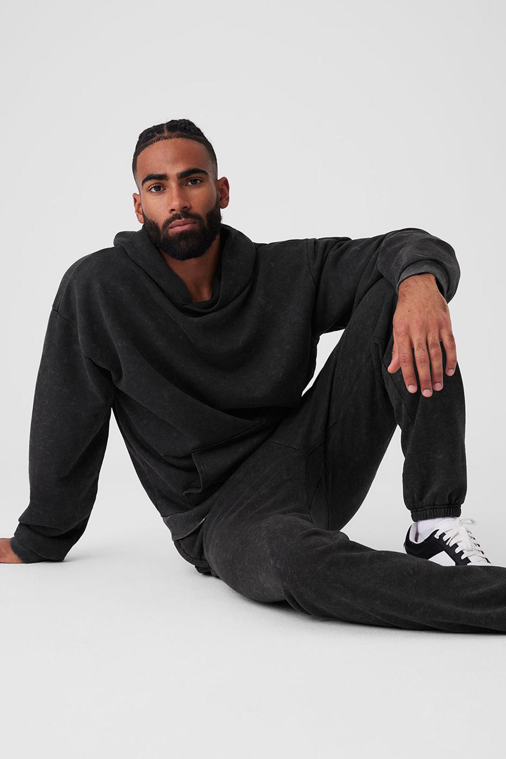 Black Wash Men Alo Yoga Chill Vintage Wash Hoodie | Australia  21583-JSLK