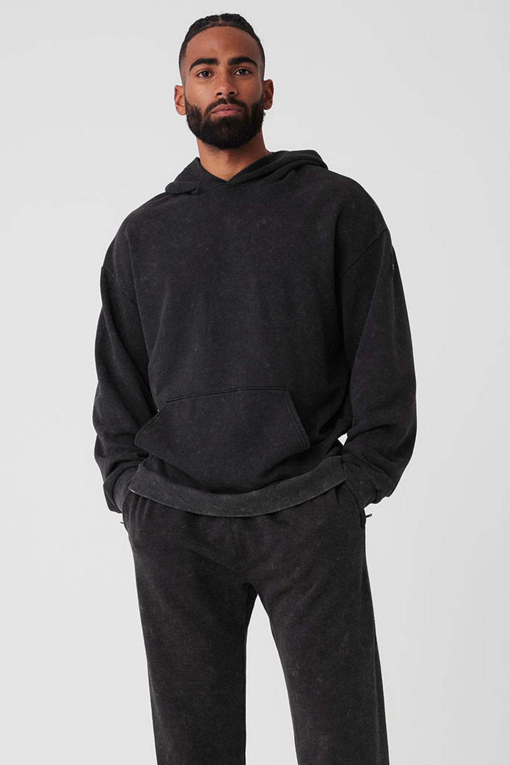 Black Wash Men Alo Yoga Chill Vintage Wash Hoodie | Australia  21583-JSLK