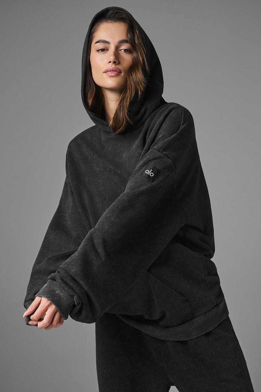 Black Wash Women Alo Yoga Chill Vintage Wash Hoodie | Australia  35714-REDL