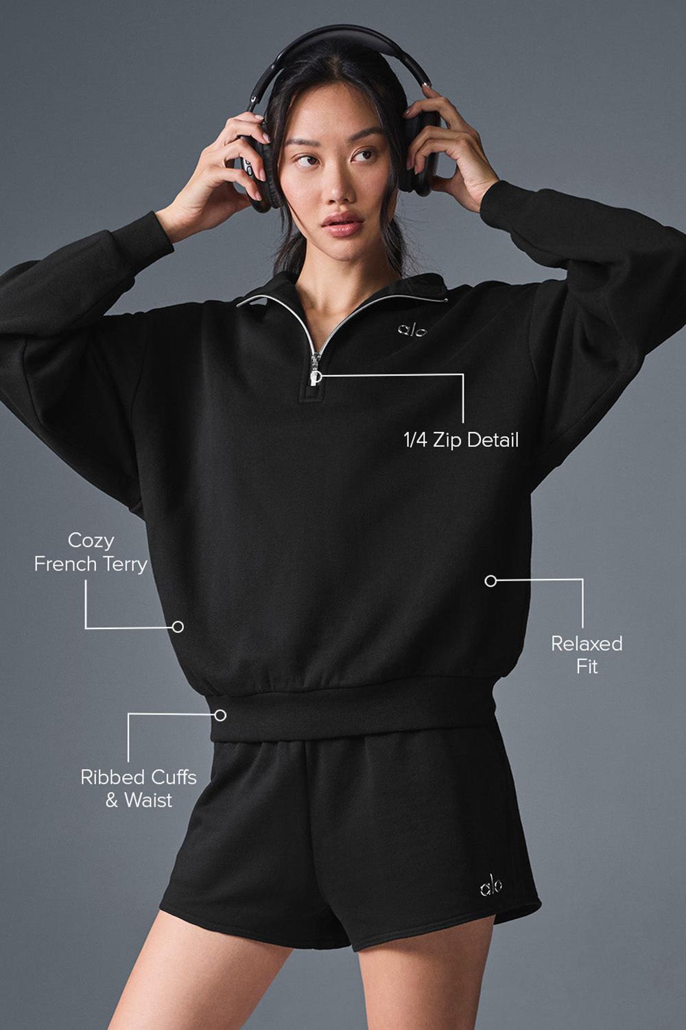 Black Women Alo Yoga Accolade 1/4 Zip Pullover | Australia  74053-CDUK