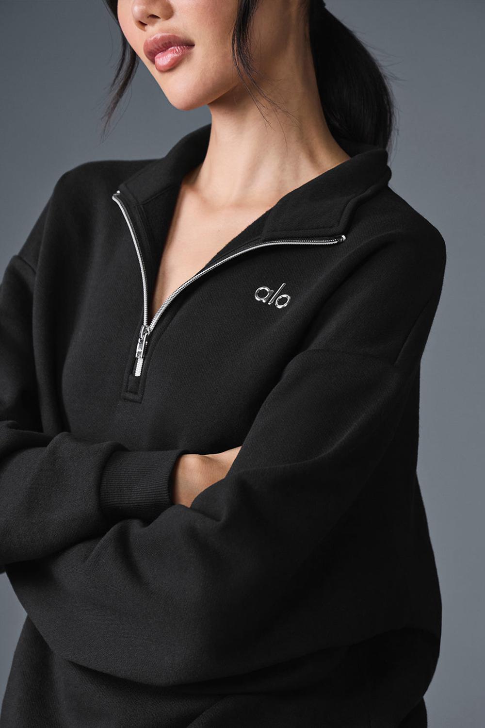 Black Women Alo Yoga Accolade 1/4 Zip Pullover | Australia  74053-CDUK