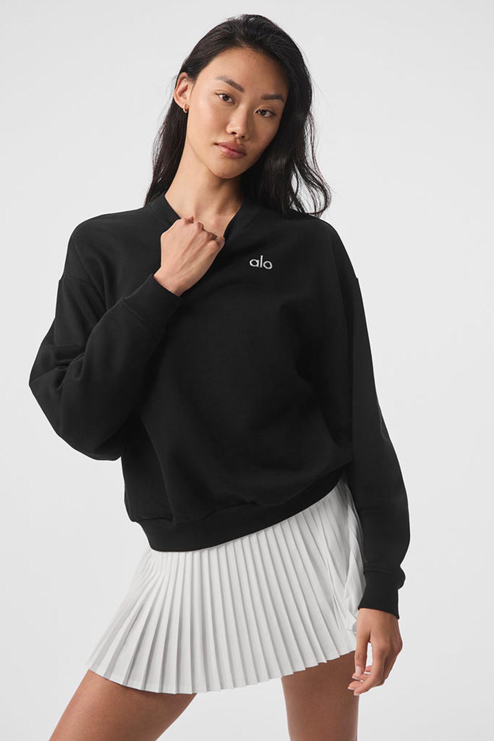Black Women Alo Yoga Accolade Crew Neck Pullover | Australia  02635-UZSI
