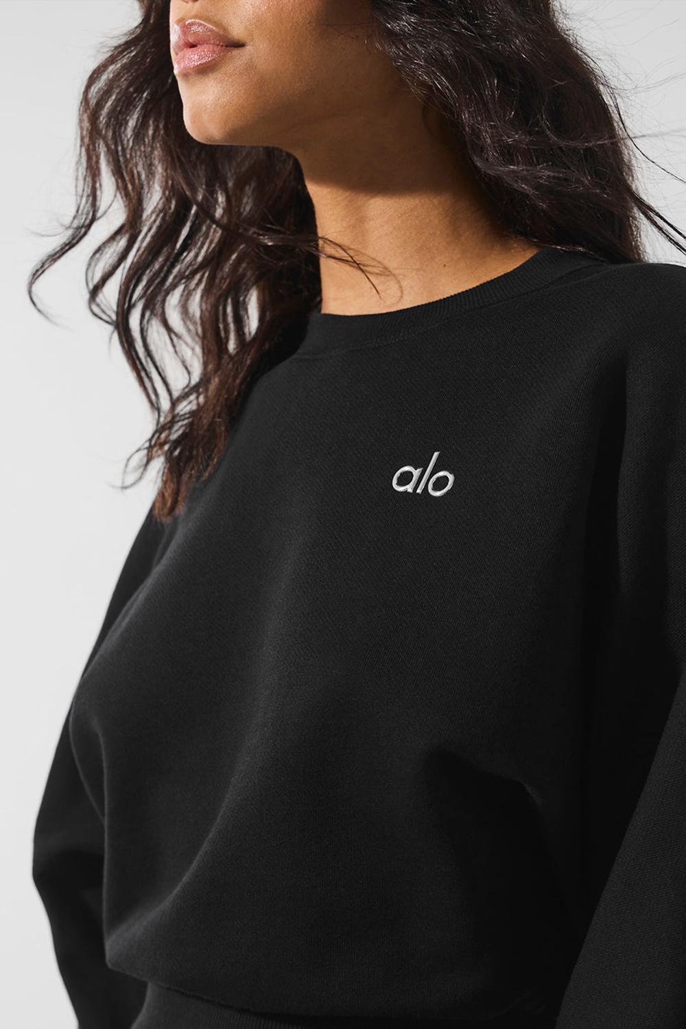 Black Women Alo Yoga Accolade Crewneck Cropped Tops | Australia  97362-DJXW