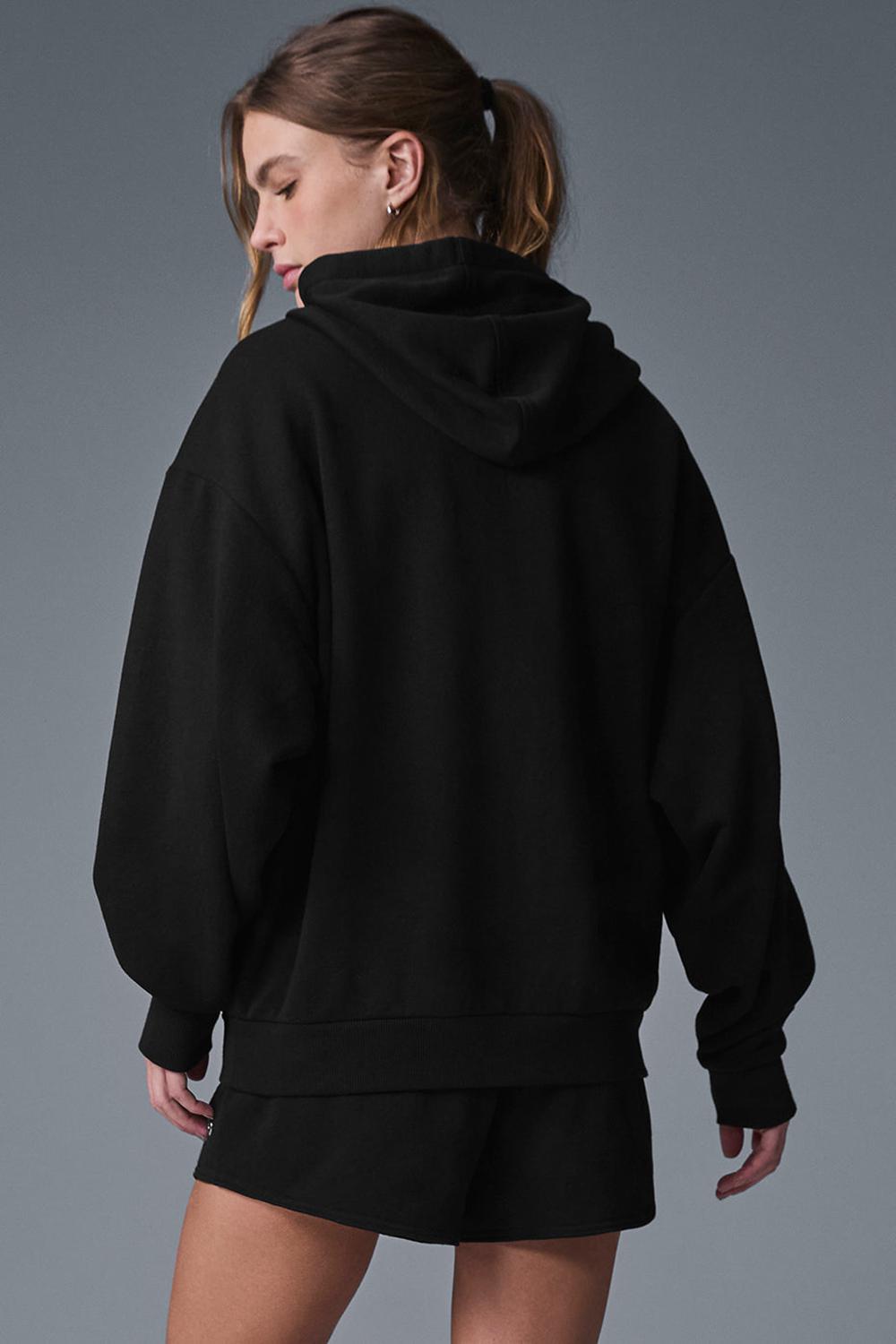 Black Women Alo Yoga Accolade Full Zip Hoodie | Australia  45692-LMZT