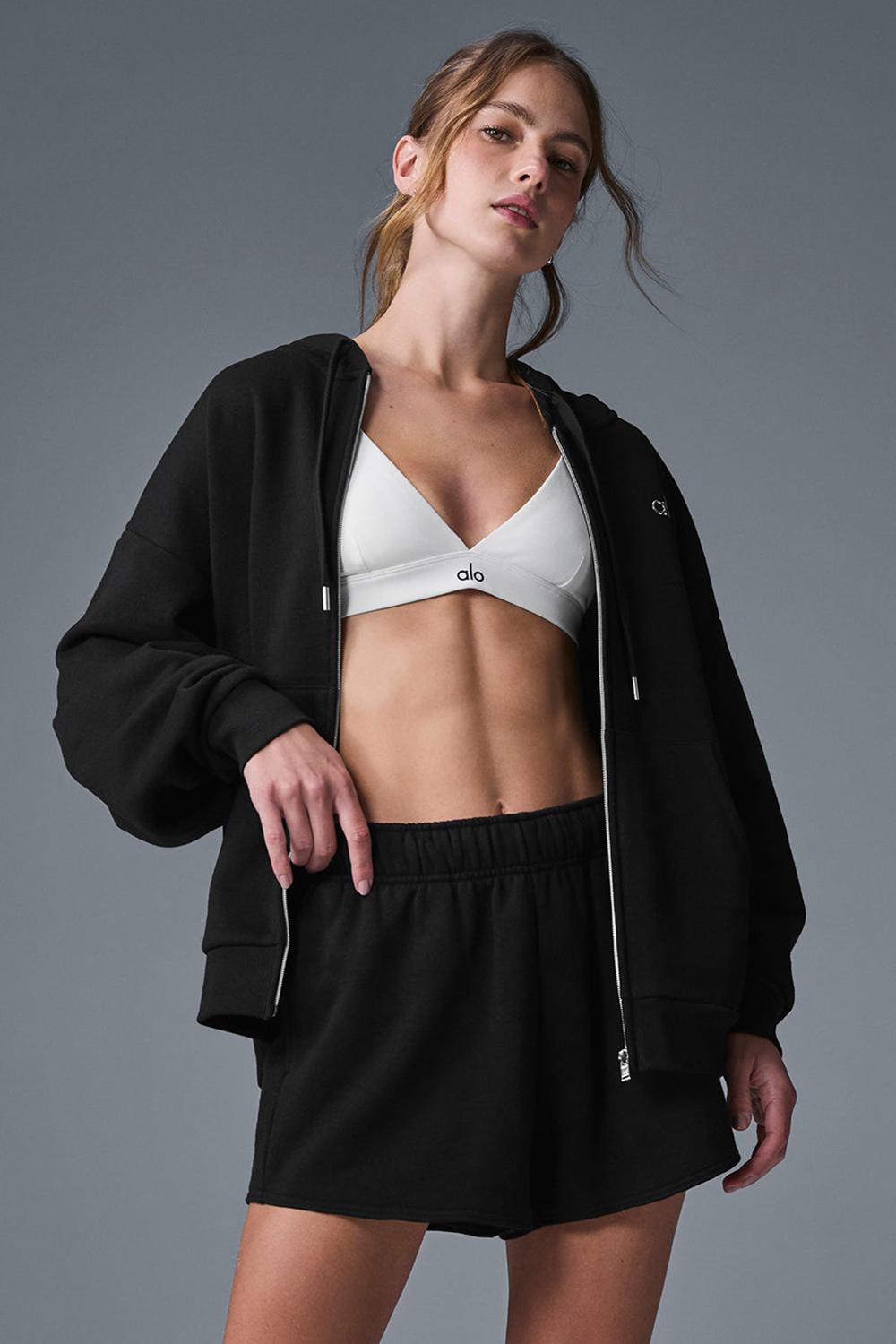 Black Women Alo Yoga Accolade Full Zip Hoodie | Australia  45692-LMZT