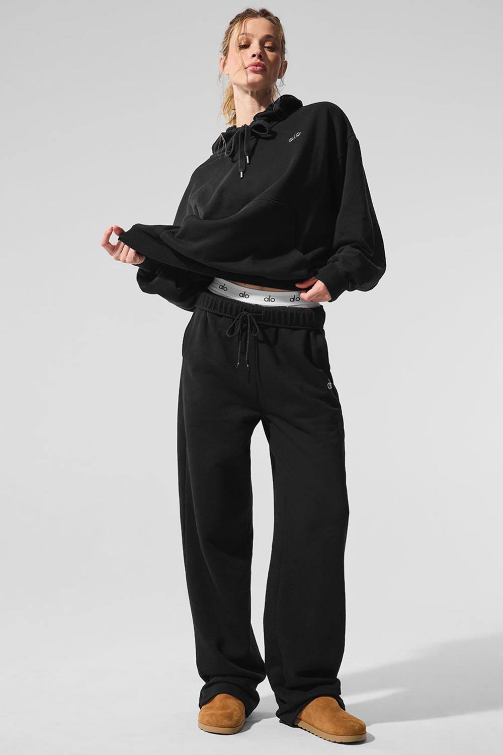 Black Women Alo Yoga Accolade Straight Leg Sweatpant | Australia  61987-EKAZ