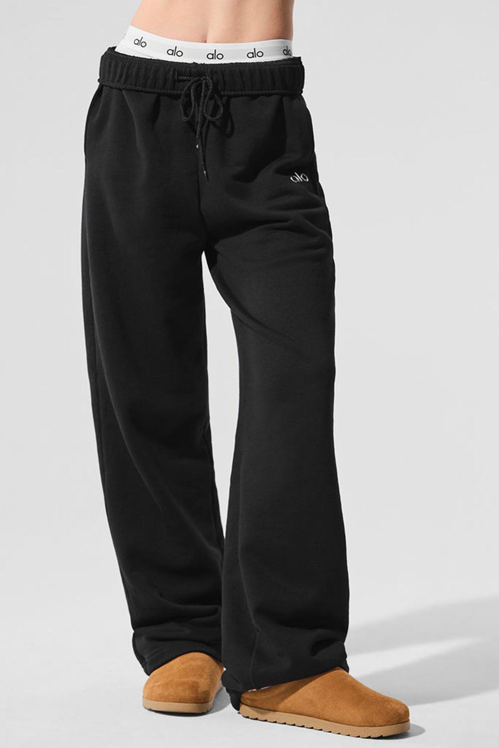 Black Women Alo Yoga Accolade Straight Leg Sweatpant | Australia  61987-EKAZ