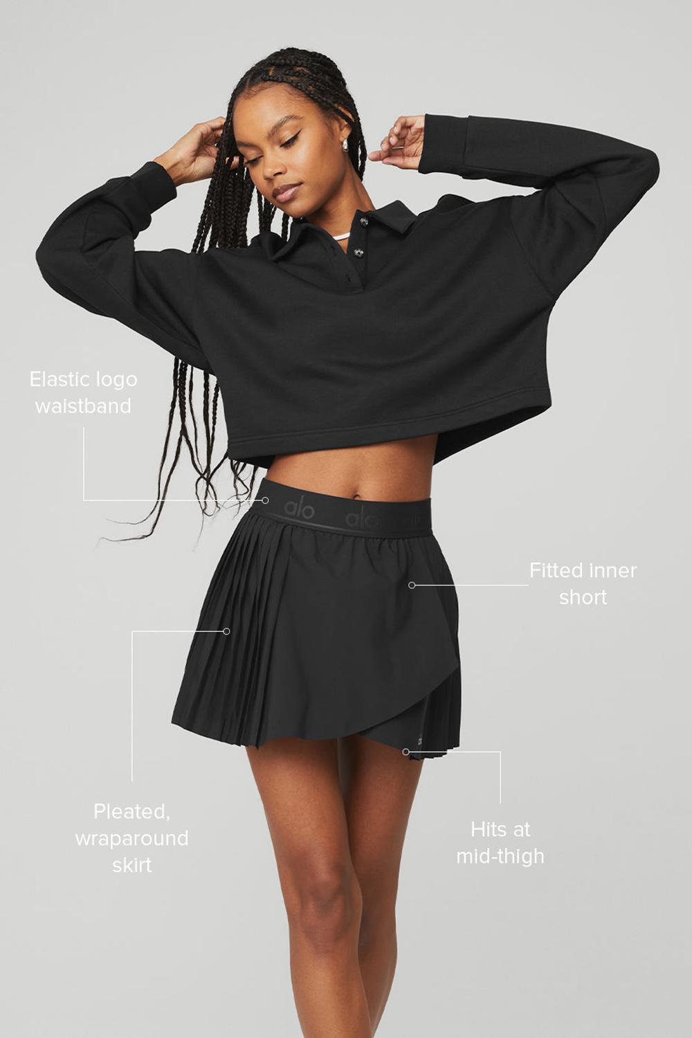 Black Women Alo Yoga Aces Tennis Skirt | Australia  13627-BAHI
