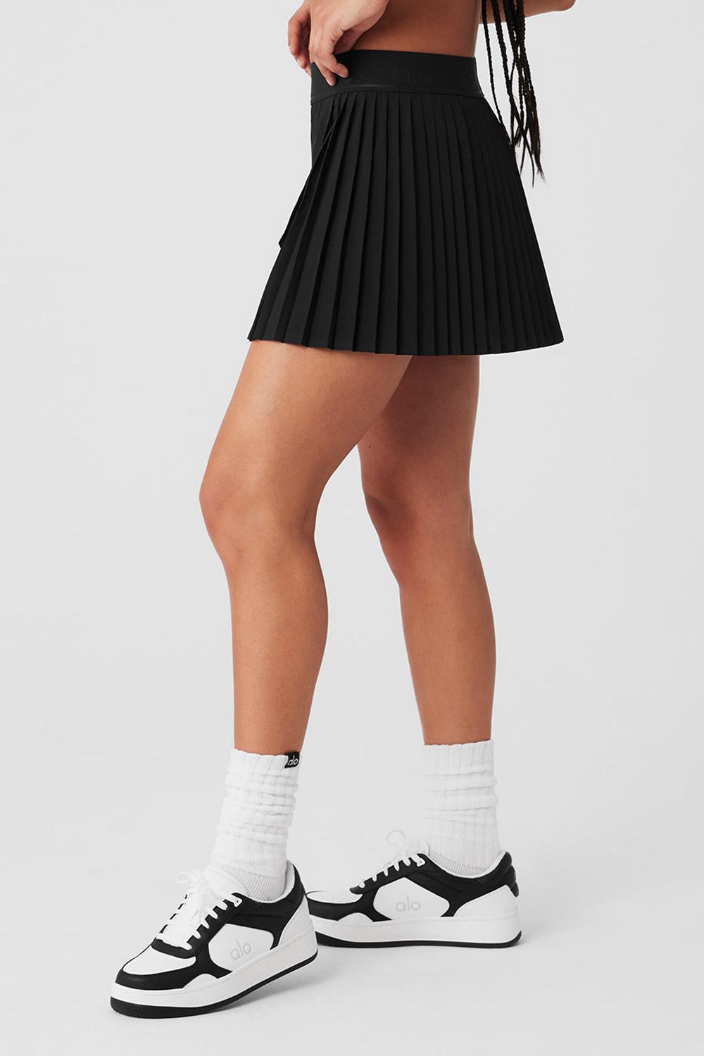 Black Women Alo Yoga Aces Tennis Skirt | Australia  13627-BAHI