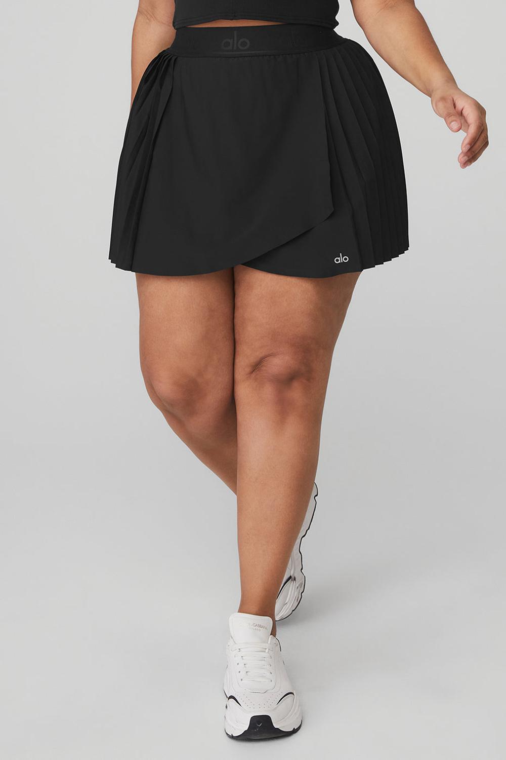 Black Women Alo Yoga Aces Tennis Skirt | Australia  13627-BAHI