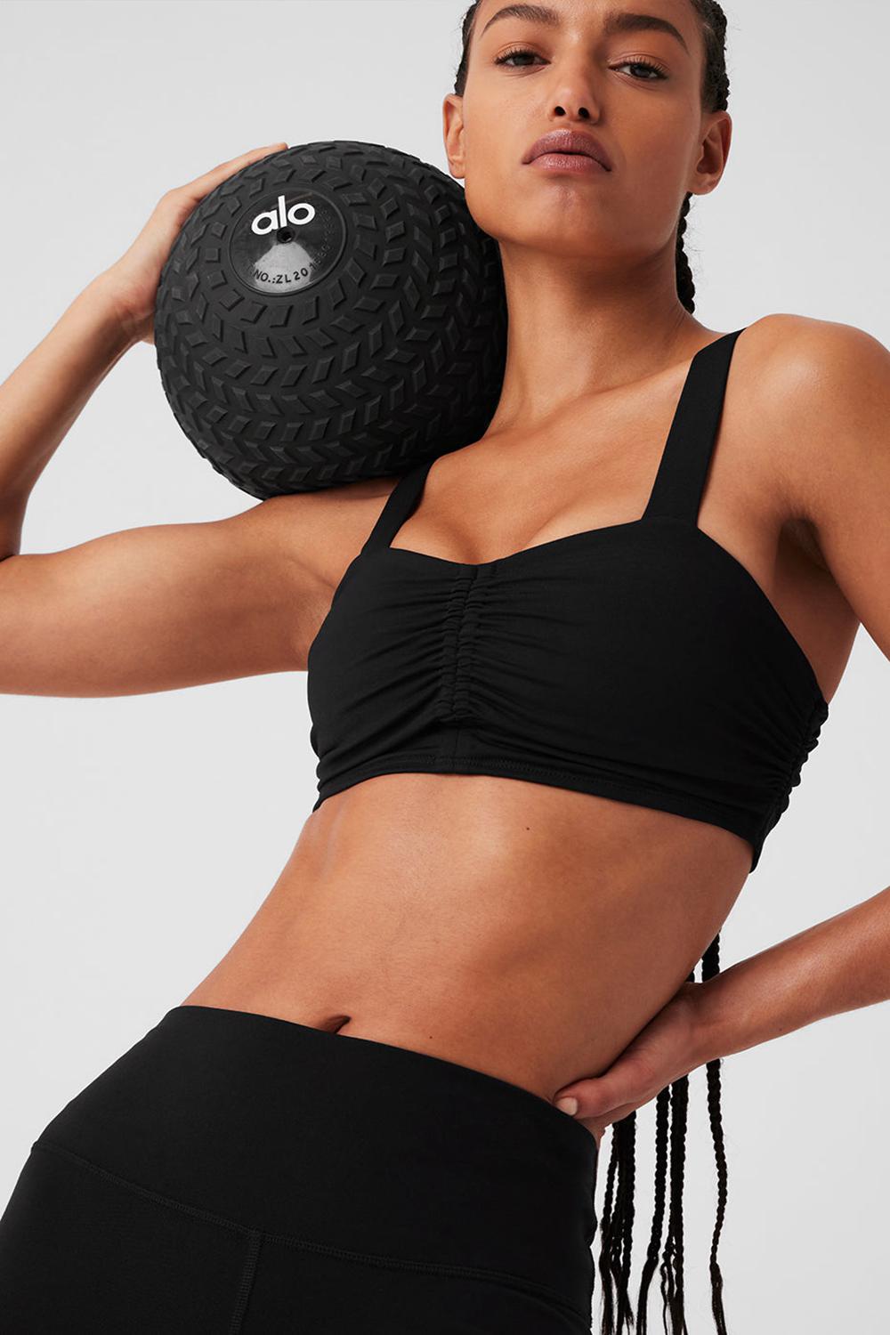 Black Women Alo Yoga Airbrush Cinch Bra | Australia  15307-TFSX