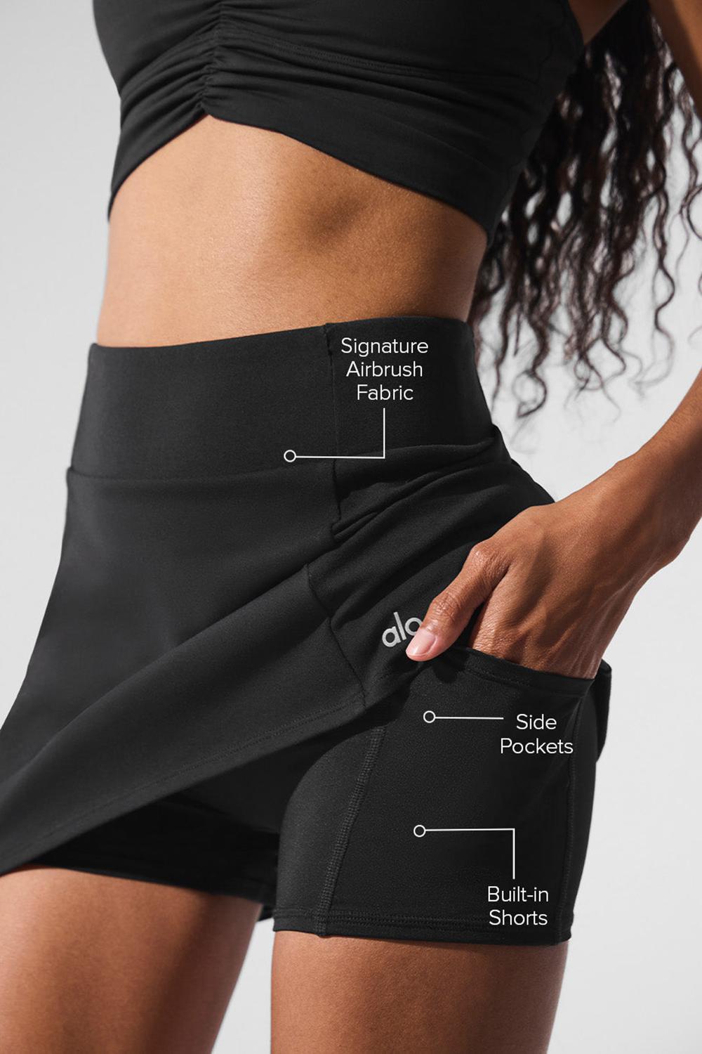 Black Women Alo Yoga Airbrush High-Waist Good Form Tennis Skirt | Australia  01692-SDFO