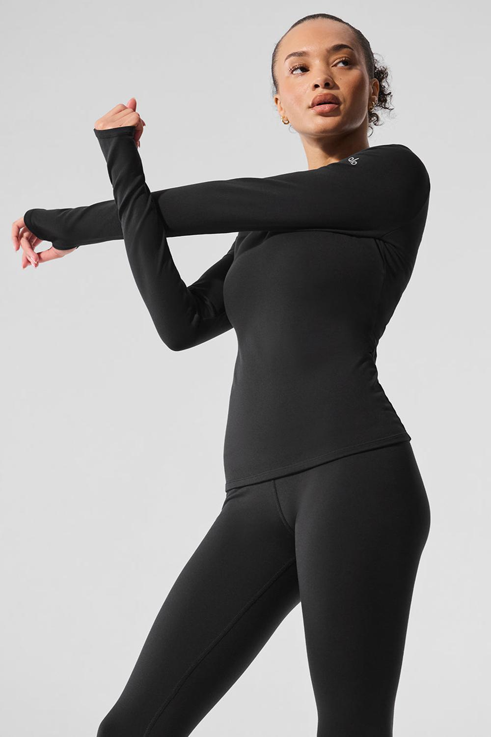 Black Women Alo Yoga Airbrush Winter Warm Nocturne Long Sleeve | Australia  34719-XPIY