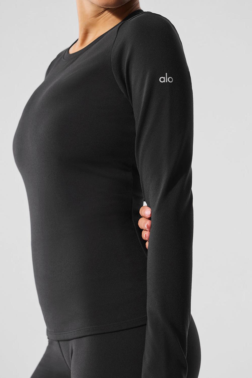 Black Women Alo Yoga Airbrush Winter Warm Nocturne Long Sleeve | Australia  34719-XPIY