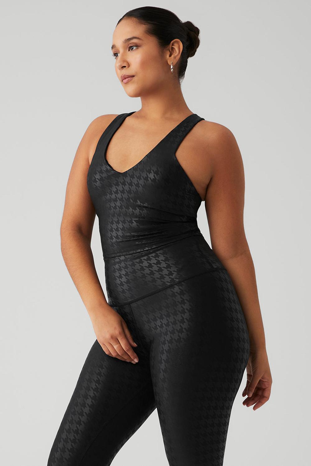 Black Women Alo Yoga Airlift Glimmer Houndstooth Real Bra Tank | Australia  80724-ELCH