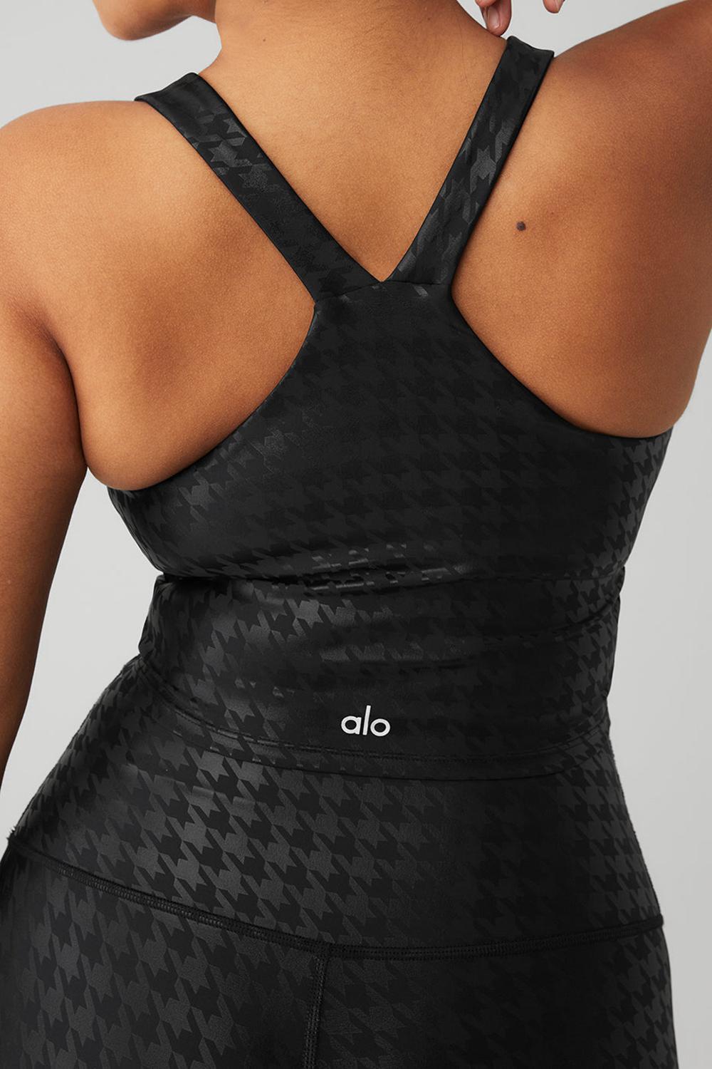 Black Women Alo Yoga Airlift Glimmer Houndstooth Real Bra Tank | Australia  80724-ELCH