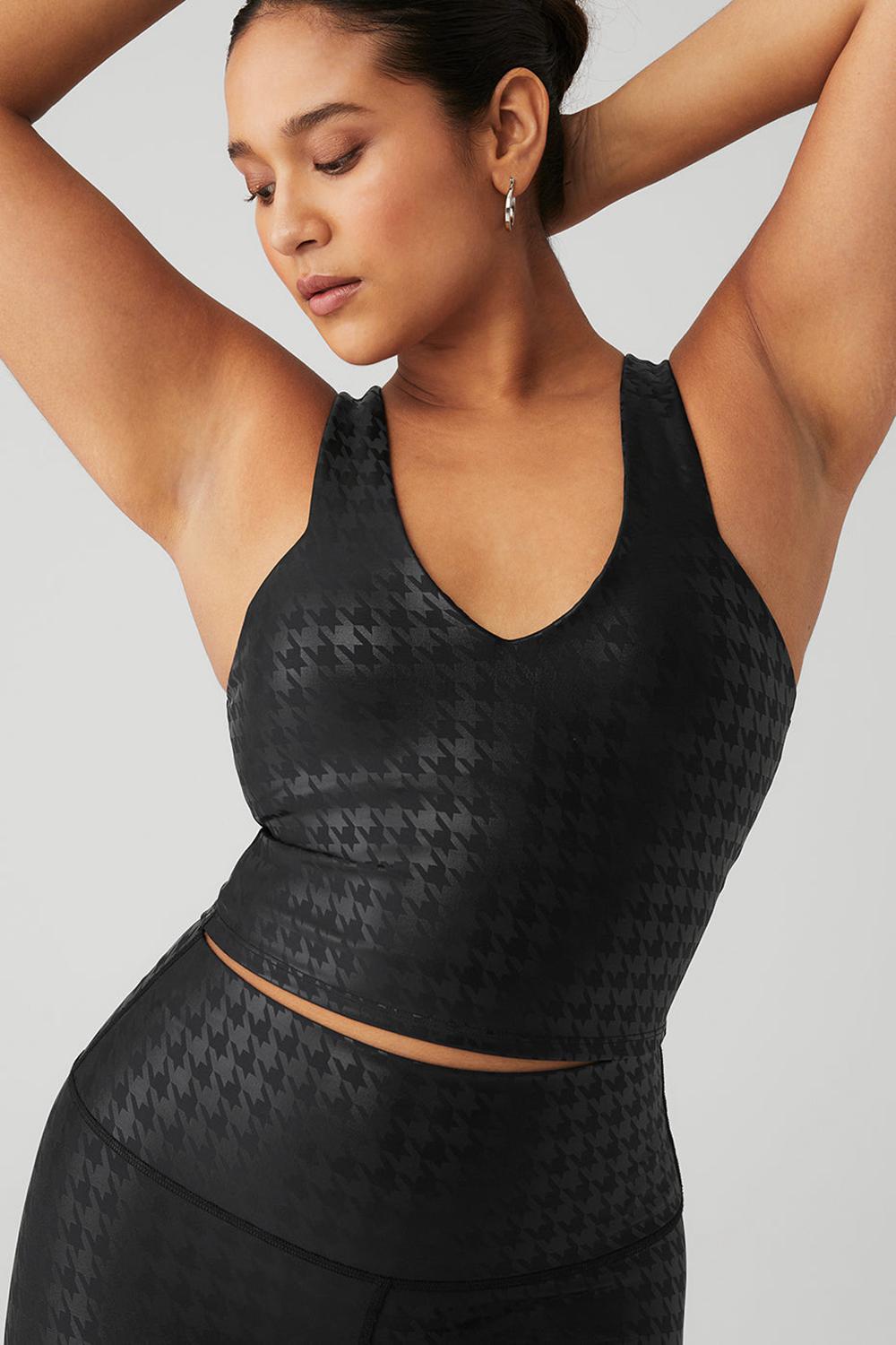Black Women Alo Yoga Airlift Glimmer Houndstooth Real Bra Tank | Australia  80724-ELCH