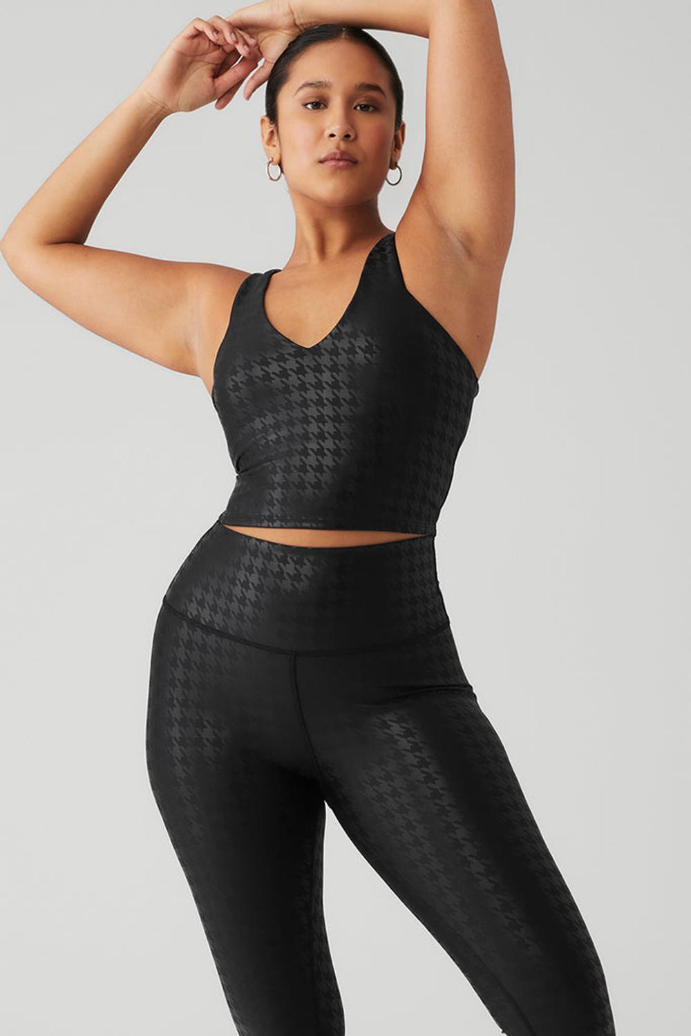 Black Women Alo Yoga Airlift Glimmer Houndstooth Real Bra Tank | Australia  80724-ELCH