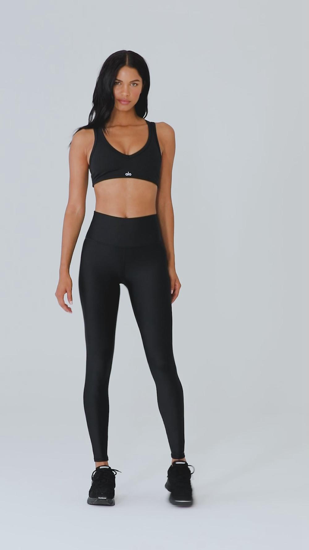 Black Women Alo Yoga Airlift Ribbed Jump Start V-Neck Bra | Australia  09361-ZYDJ