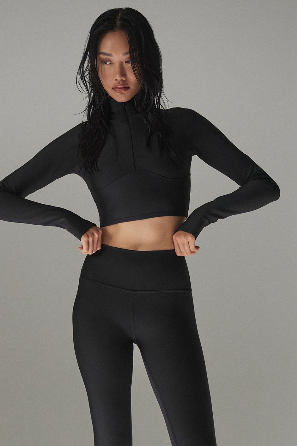 Black Women Alo Yoga Airlift Winter Warm Ski Time Long Sleeve | Australia  26931-SUTB