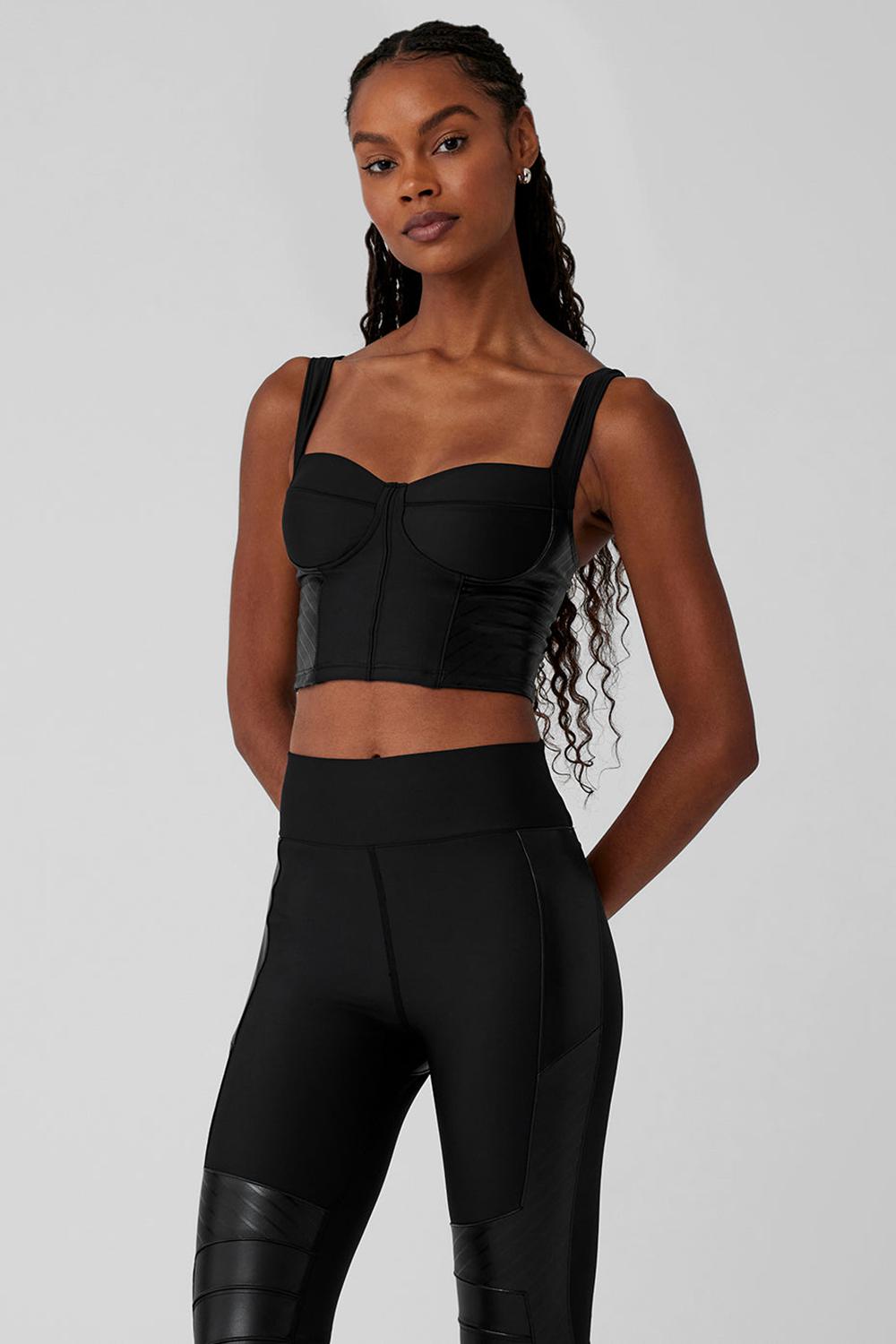 Black Women Alo Yoga Airlift Winter Warm Cropped Supermoto Tank | Australia  16790-BNRH