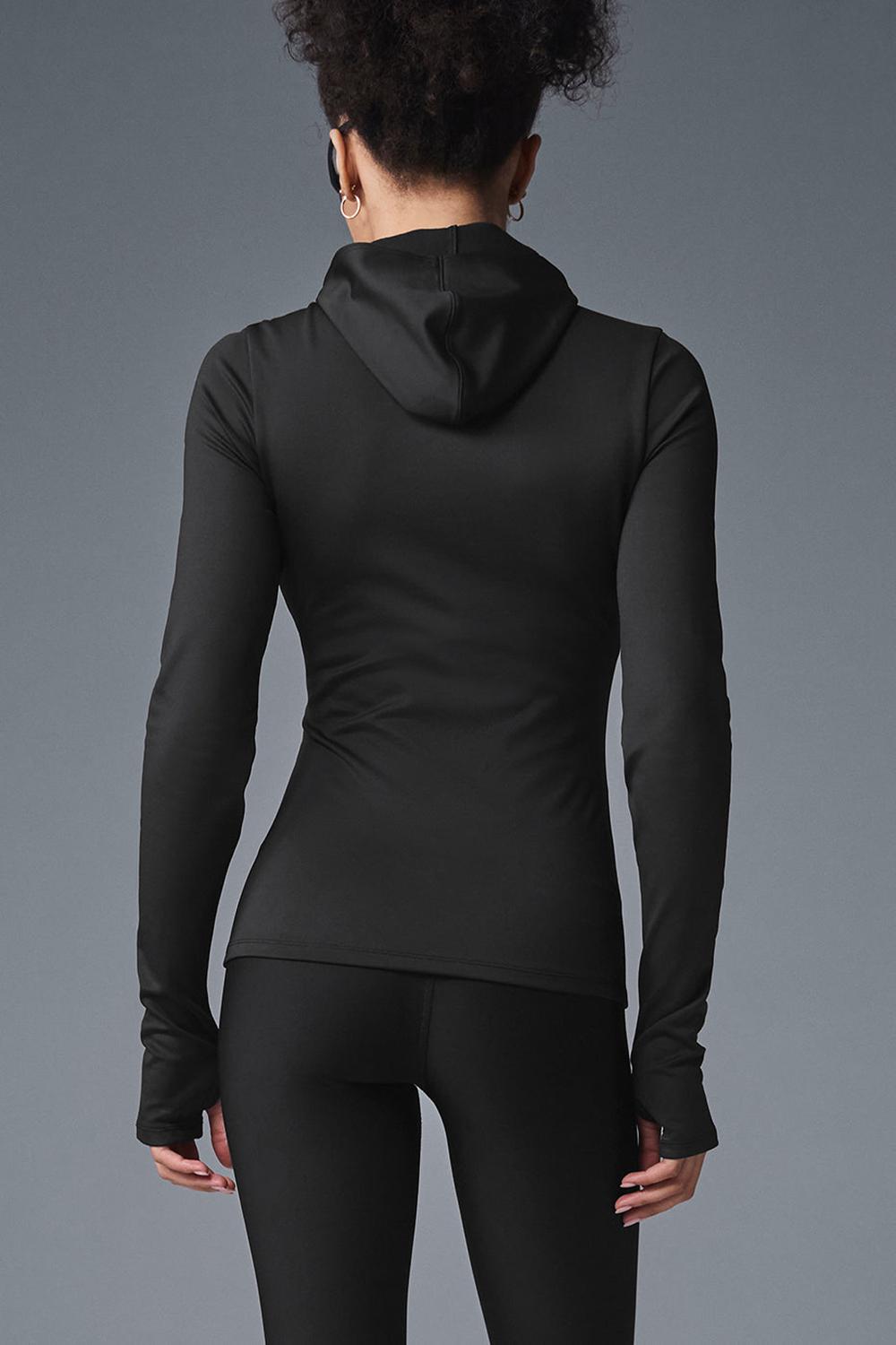 Black Women Alo Yoga Airlift Winter Warm Runner Hoodie | Australia  37924-DNYL