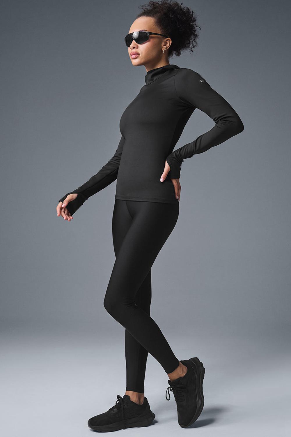 Black Women Alo Yoga Airlift Winter Warm Runner Hoodie | Australia  37924-DNYL