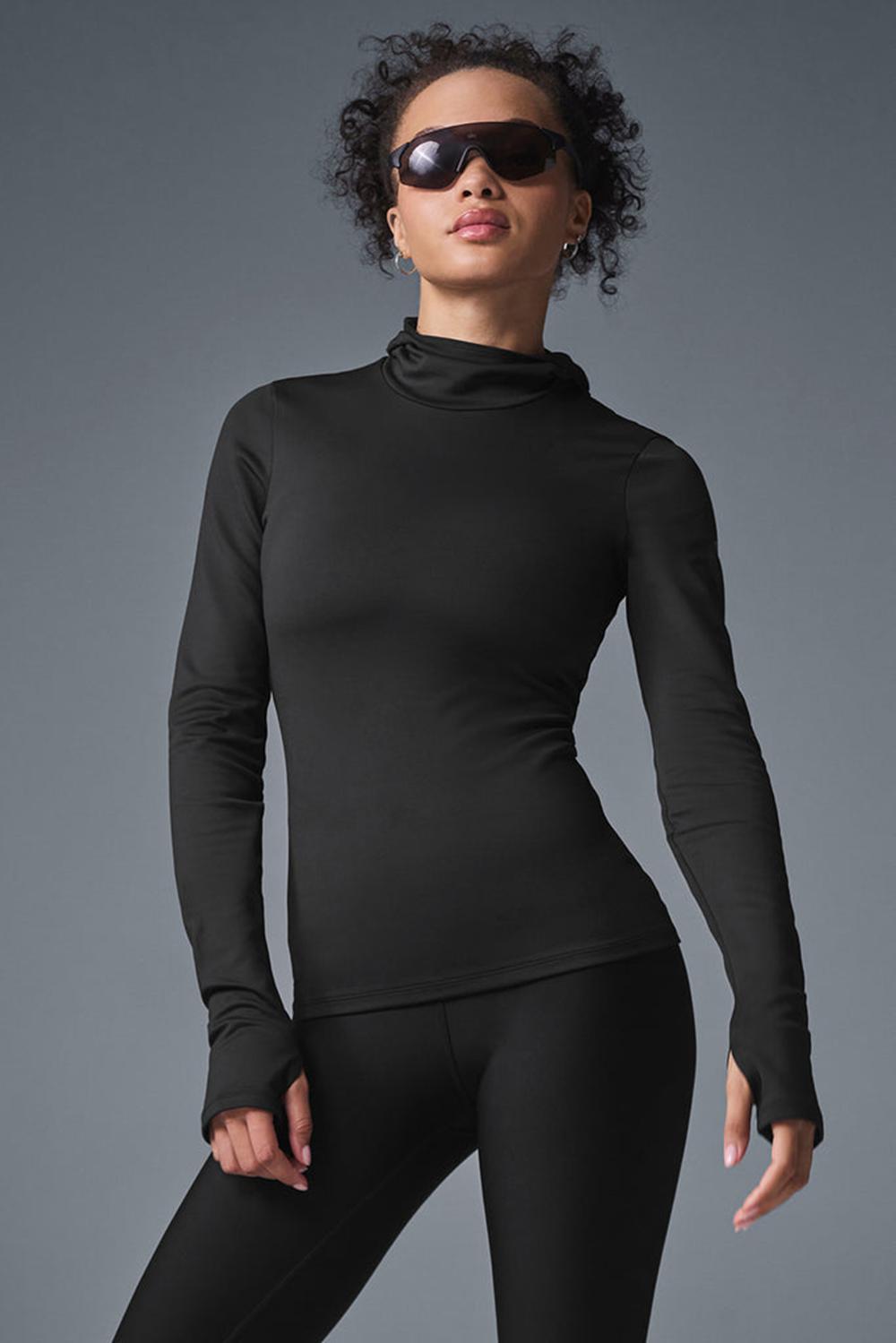 Black Women Alo Yoga Airlift Winter Warm Runner Hoodie | Australia  37924-DNYL