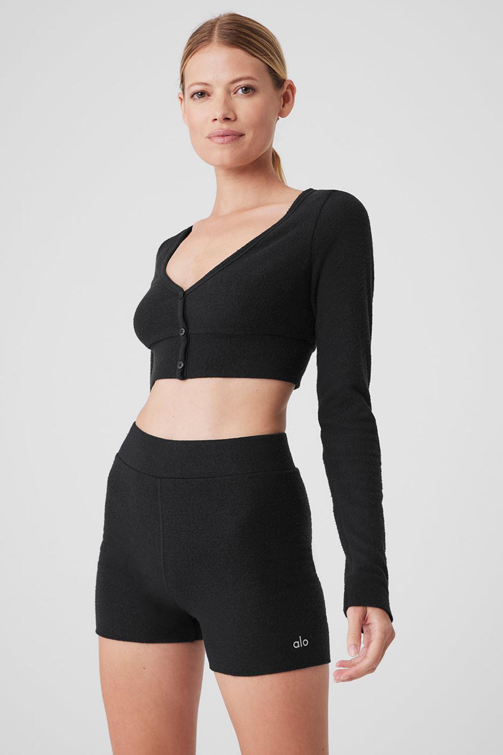 Black Women Alo Yoga Alolux Cropped Me Time Cardigan | Australia  20481-KNEH