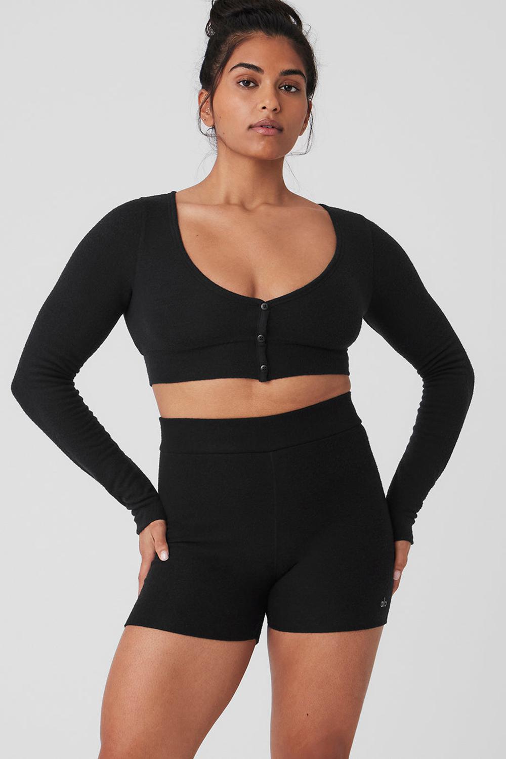Black Women Alo Yoga Alolux Cropped Me Time Cardigan | Australia  20481-KNEH