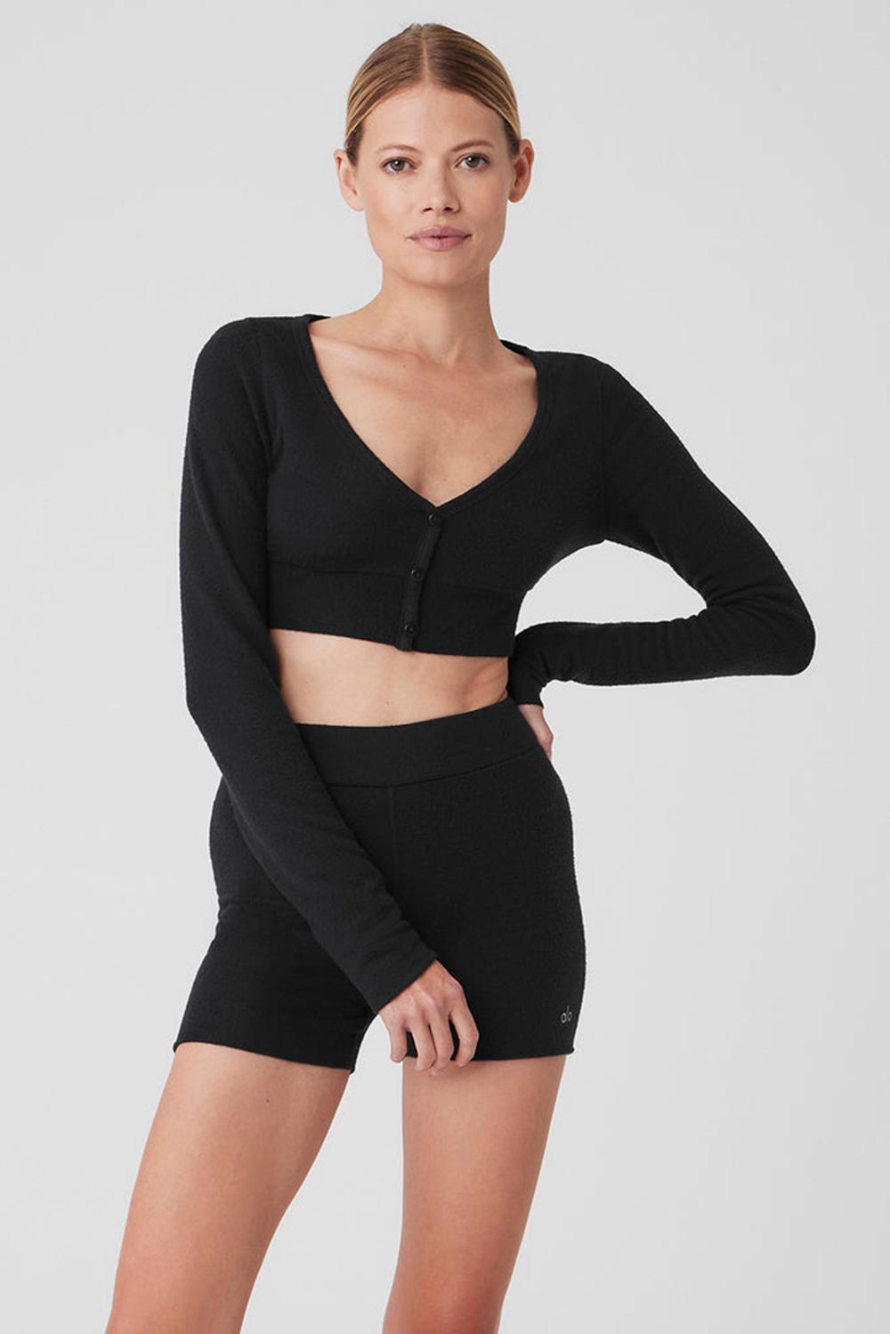 Black Women Alo Yoga Alolux Cropped Me Time Cardigan | Australia  20481-KNEH