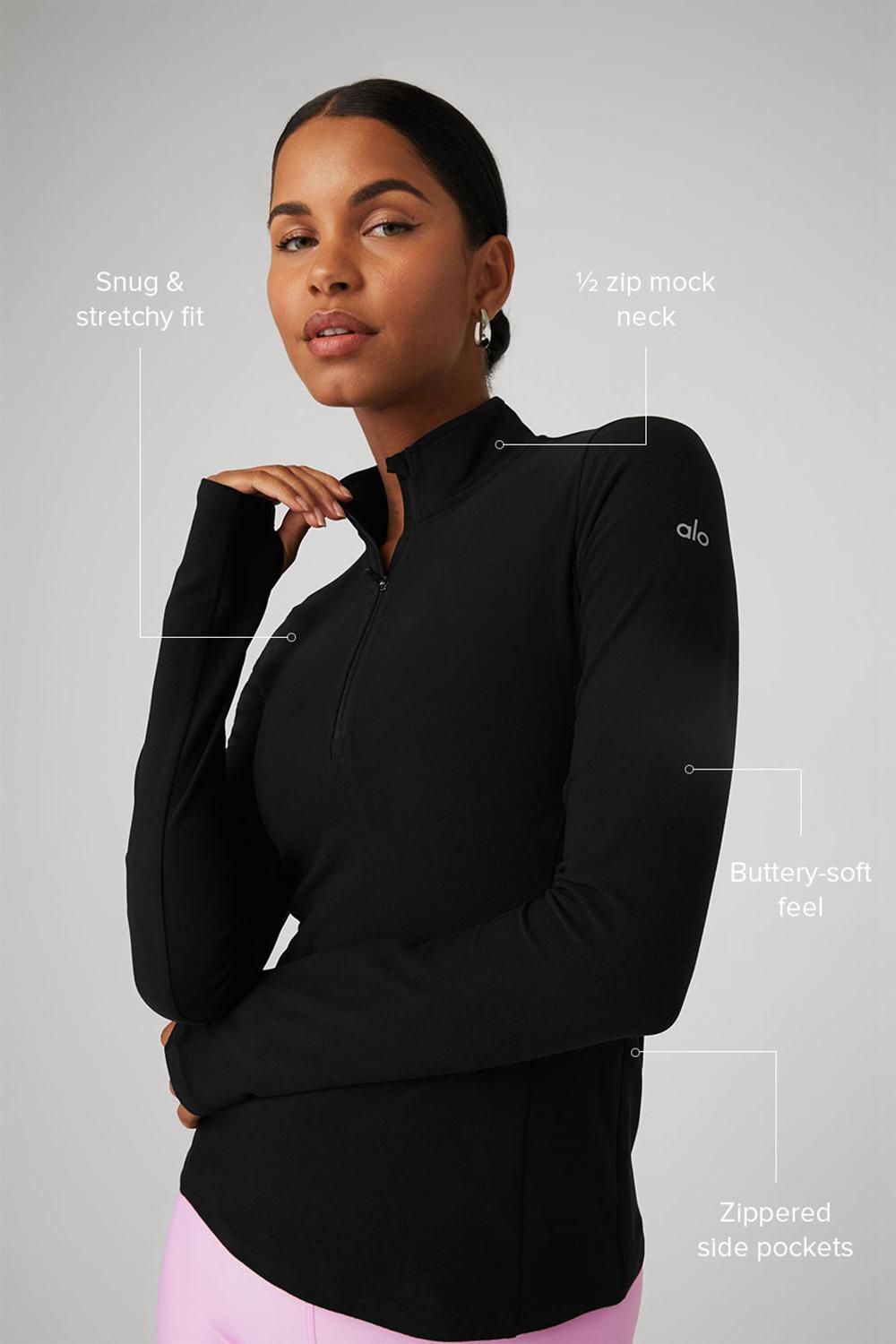 Black Women Alo Yoga Alosoft 1/2 Zip Rapid Pullover | Australia  58126-PDCA