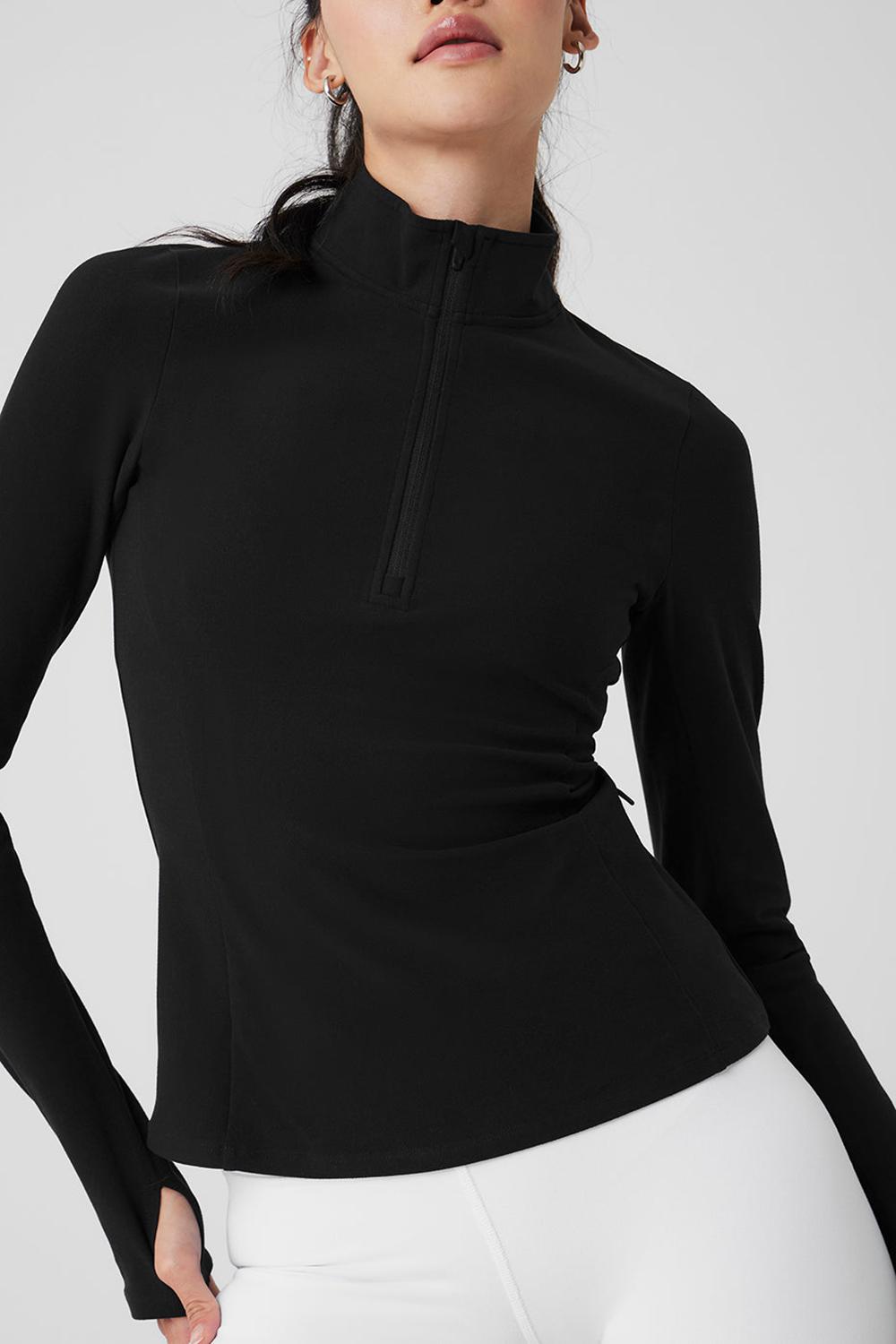 Black Women Alo Yoga Alosoft 1/2 Zip Rapid Pullover | Australia  58126-PDCA