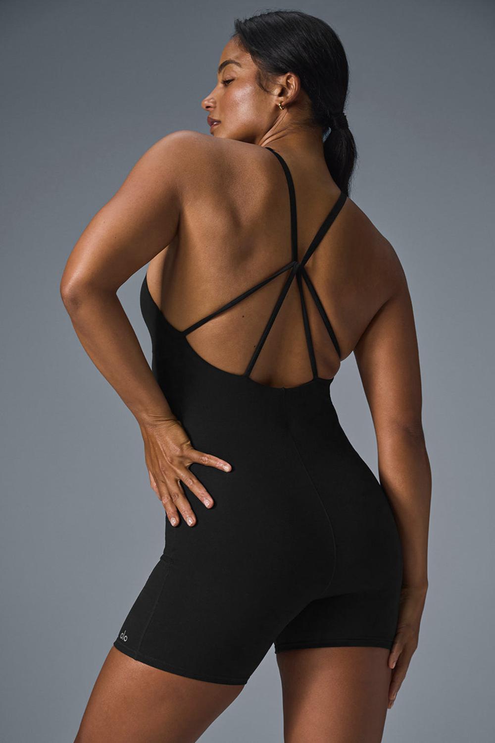 Black Women Alo Yoga Alosoft Center Stage Onesie | Australia  30194-YVEB