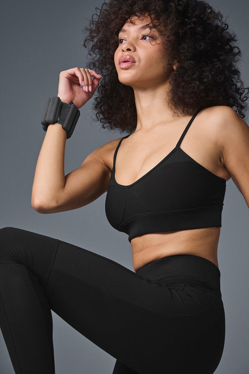 Black Women Alo Yoga Alosoft Head Start Bra | Australia  53726-BRYX