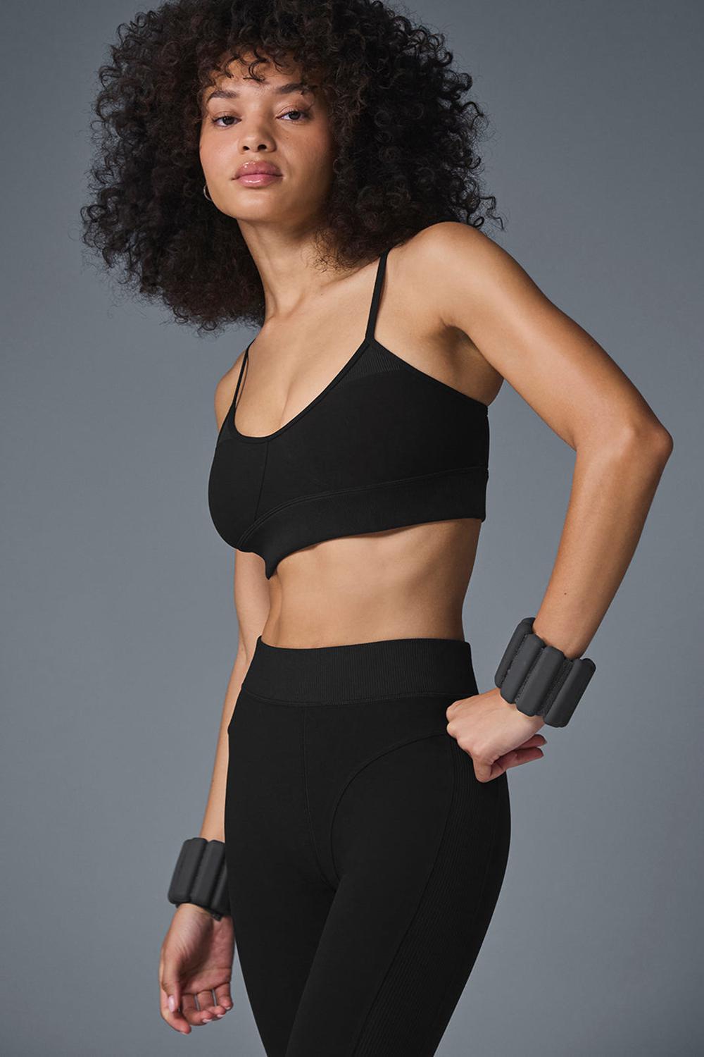 Black Women Alo Yoga Alosoft Head Start Bra | Australia  53726-BRYX