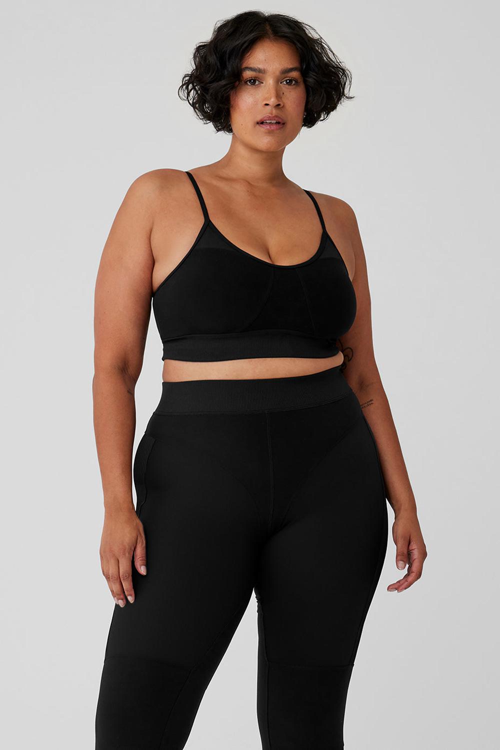 Black Women Alo Yoga Alosoft Head Start Bra | Australia  53726-BRYX