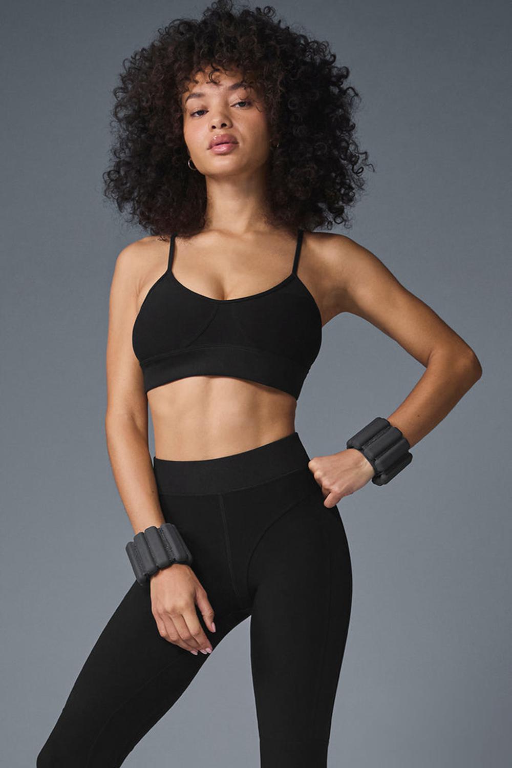 Black Women Alo Yoga Alosoft Head Start Bra | Australia  53726-BRYX