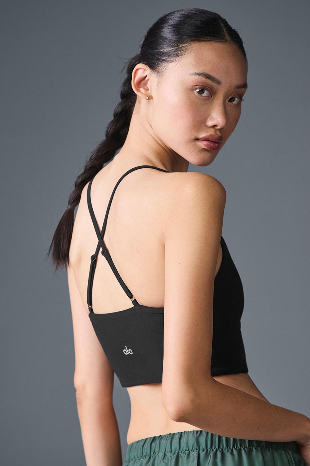 Black Women Alo Yoga Alosoft Highlight Bra | Australia  71968-WDFS