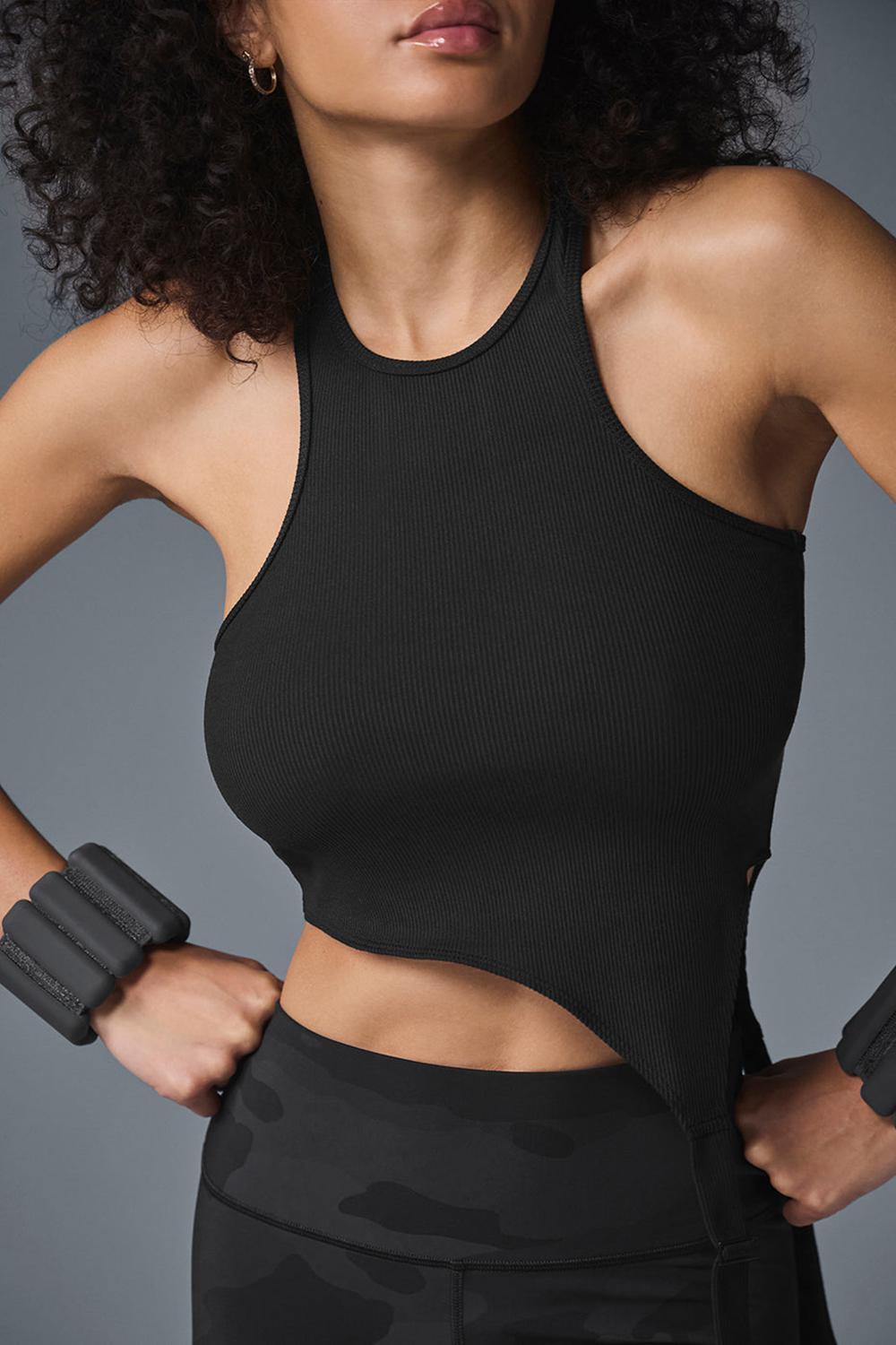 Black Women Alo Yoga Alosoft Ribbed Revelation Tank | Australia  87012-PHXZ