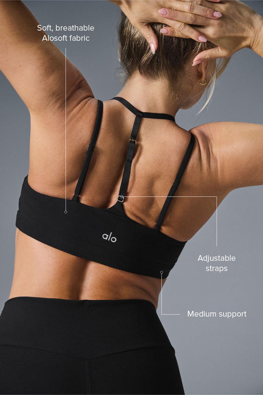 Black Women Alo Yoga Alosoft Spotlight Bra | Australia  13729-IJWE