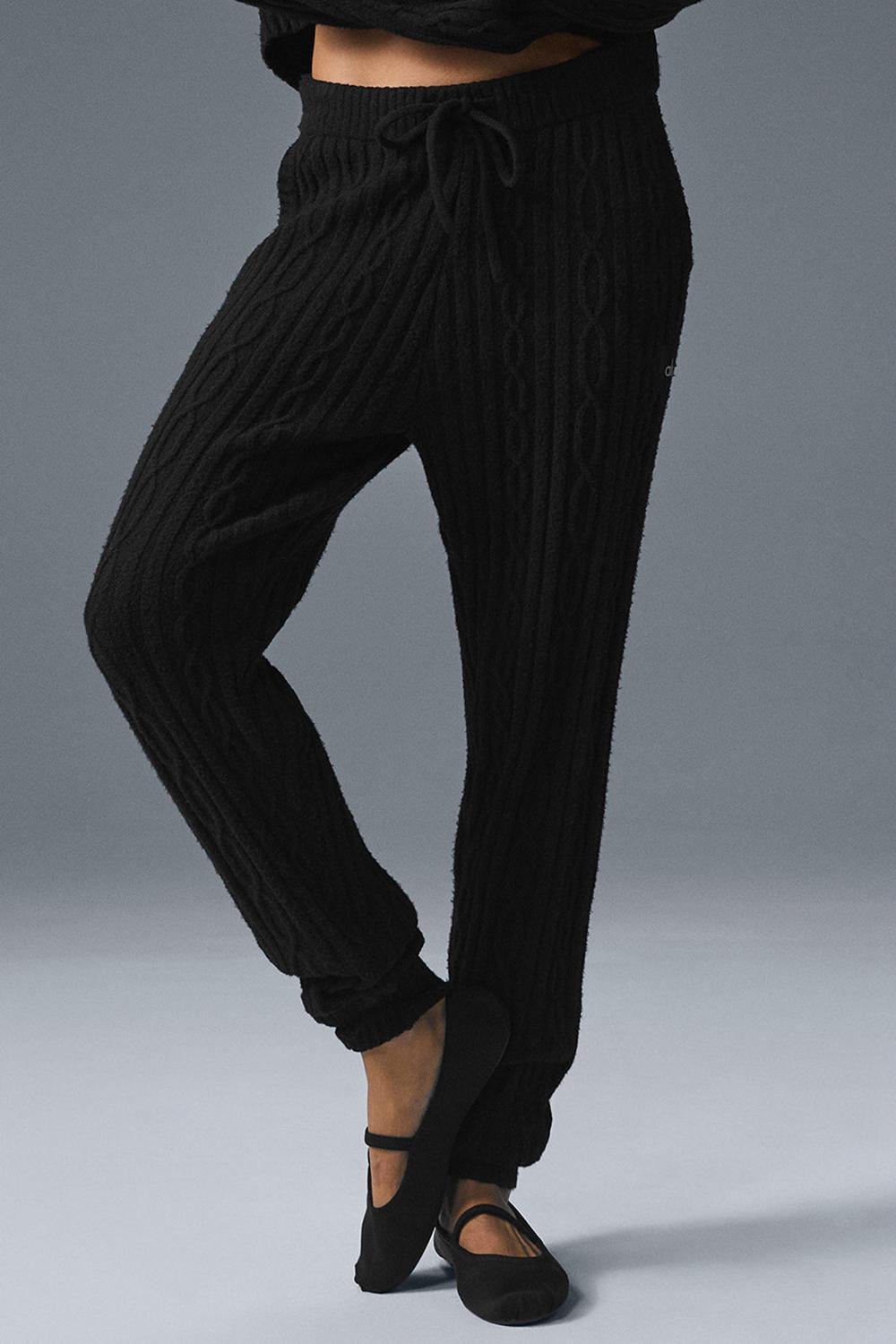 Black Women Alo Yoga Cable Knit Winter Bliss Pant | Australia  70651-CVQS