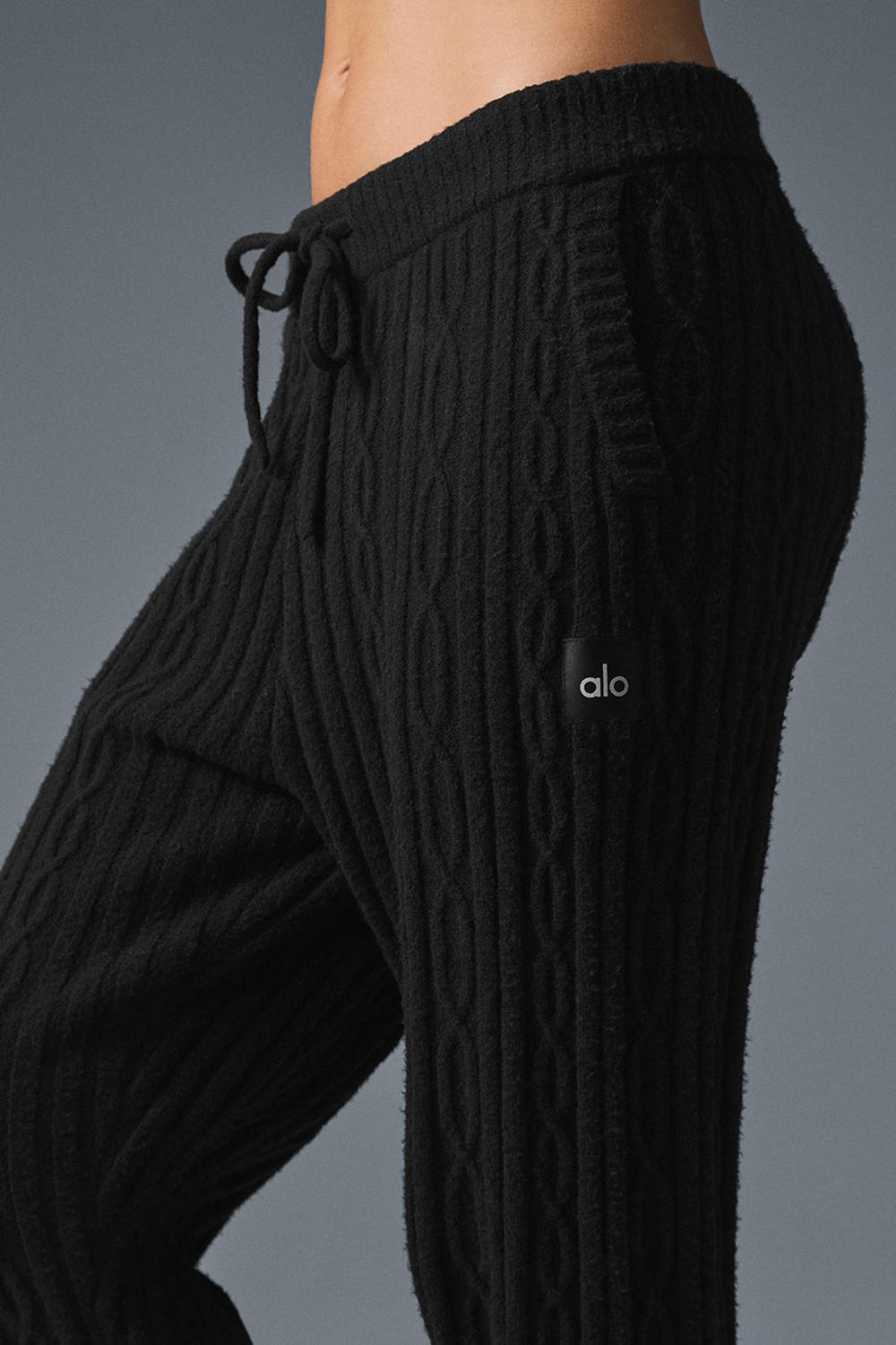 Black Women Alo Yoga Cable Knit Winter Bliss Pant | Australia  70651-CVQS