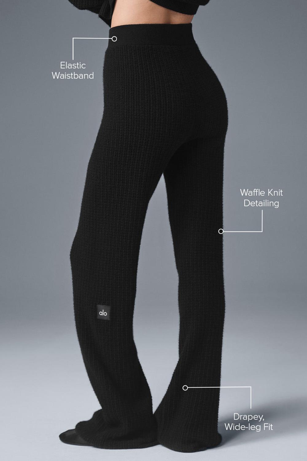 Black Women Alo Yoga Cashmere High-Waist Plush Waffle Pant | Australia  47213-CHWJ