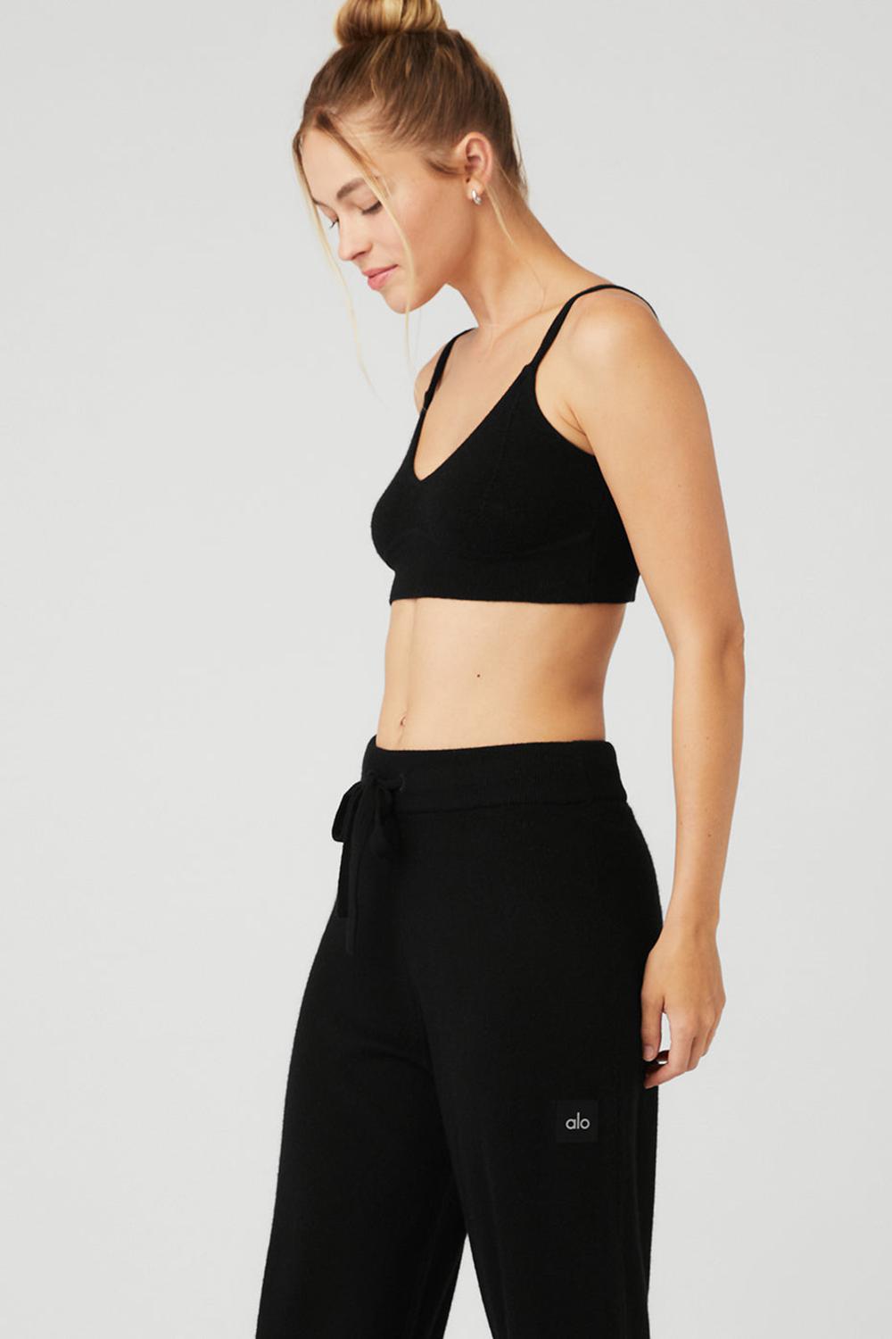 Black Women Alo Yoga Cashmere Jet Set Bra | Australia  09813-VEAW