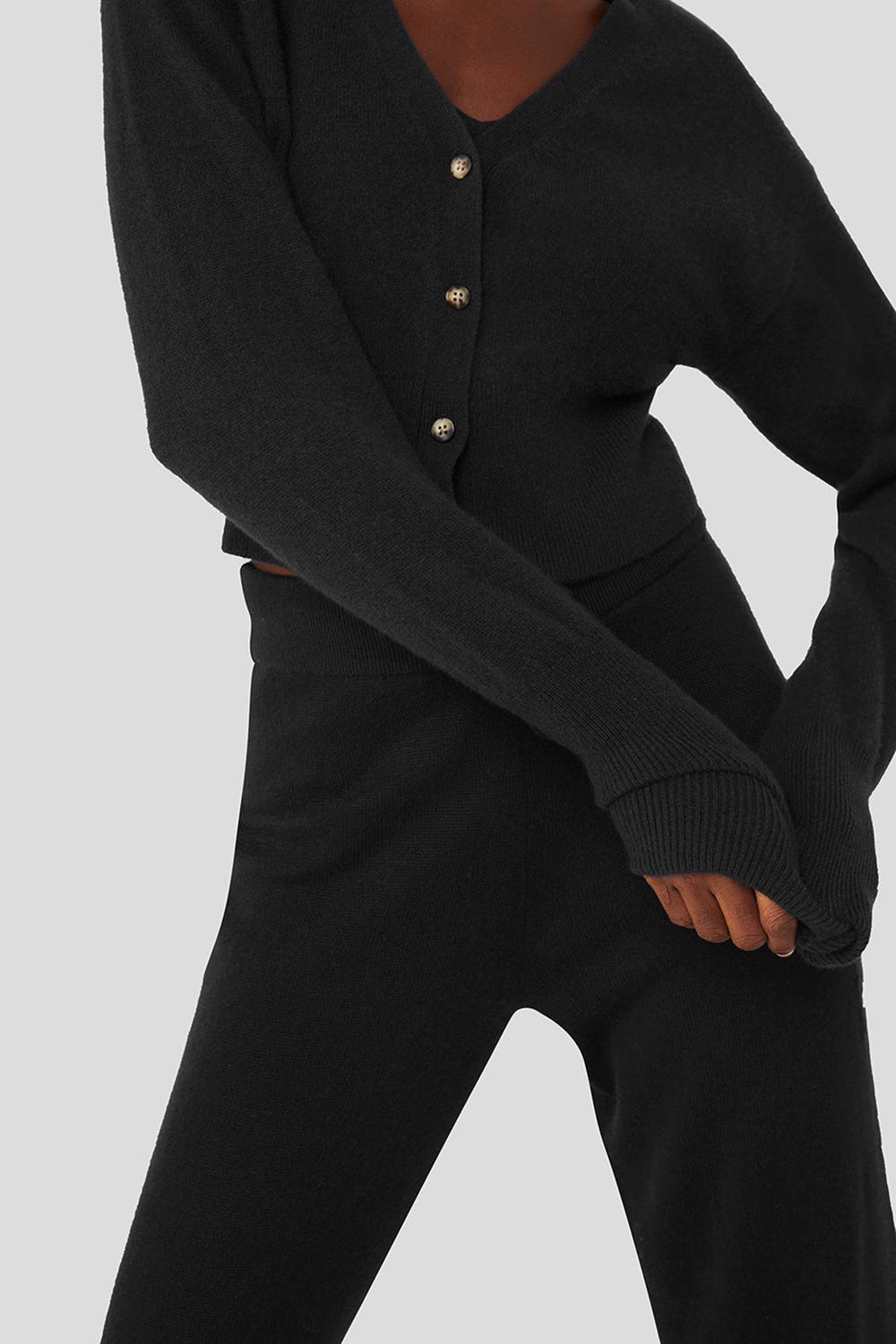 Black Women Alo Yoga Cashmere Jet Set Cardigan | Australia  83740-AFKU